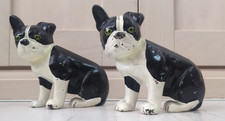 Pair of Adorable Vintage Cast IRON Boston Terrier/French Bulldog Dog Door Stops
