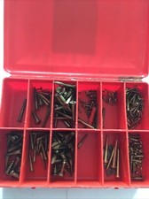 Vintage Brass Slotted Screws In Tray Mixed Sizes ..See Photos..Mixed Lot