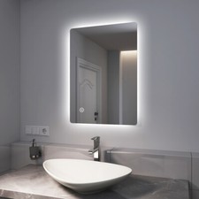 EMKE Bathroom Mirror LED Light With Shaver Socket Demister Illuminated 500 x 700