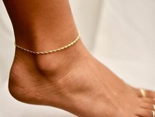 9K 9ct Yellow Gold Plated Ladies Girls Women ANKLE CHAIN Anklet 10.2" .1329 ,UK