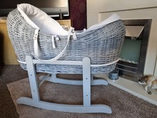 Grey Wicker Rocking Crib