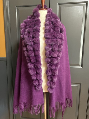 Vintage purple wool cape - vintage, shawl
