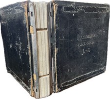 Antique Ledger Cash Book Handwritten Written Accounts Farmer Junk Journal Prop