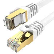 Ercielook CAT8 Ethernet Cable 1m High Speed Shielded Flat Internet Cable – White