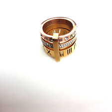 Set of Three Locked Stacking Rings Yellow Rose Gold toned Diamante Roman Numeral