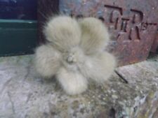 Vintage 1950s Mink Fur Brooch with Faux Pearls in shape of a flower