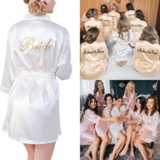 Wedding Personalized Robe Bridesmaid Bride Sleepwear Dressing Gown Bathrobe Silk