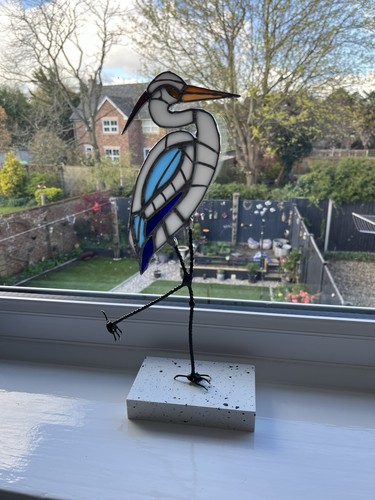 Stained glass heron - glass,
