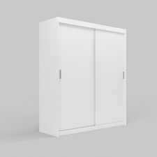 Modern Sliding Door Wardrobe No Mirror Optional Drawers 2 Hanging Rail 5 Sizes