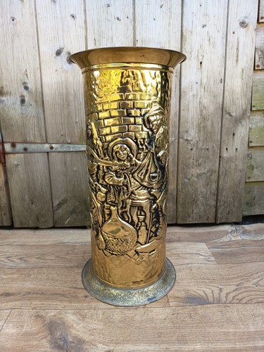 Vintage brass stick umbrella - brass,