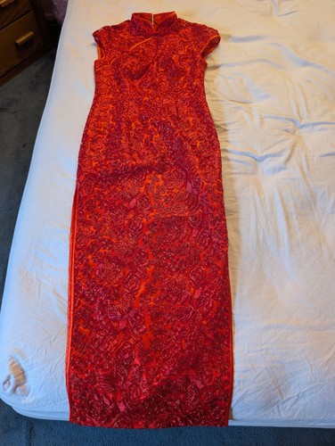 Elegant red silk - red, cheongsam