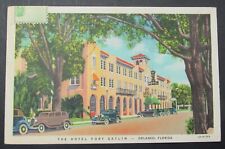 Orlando FL Hotel Fort Gatlin Old Cars Vintage Teich Linen Postcard Posted 1934