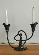 Unusual Twisted Steel Double Candlestick Candelabra Candle Holder David R Carter