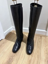 Carvela Black Leather And Fabric Knee High Boots Size 39