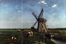 Landscape Windmill cow Tile