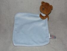 Tesco teddy comforter soft toy F&F blue blankie brown bear