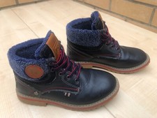 SIZE UK 1 EU 33 KIDS WRANGLER DESIGNER ANKLE BOOTS ALASKA YUMA LACE UP NAVY BLUE