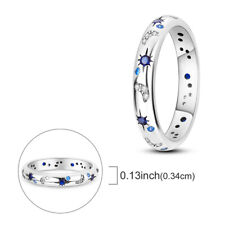 MULA Sparkling Starry Night Finger Ring Blue AAA CZ For Women 925 Silver Plated