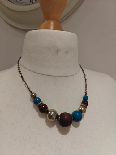 Turquoise wood bead - turquoise, statement