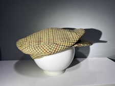 Vintage Tweed Green/Beige Pure Wool Flat Cap size 58cm or 7 1/8
