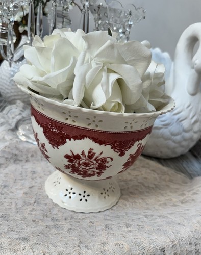 Ftd red transferware footed - ftd,
