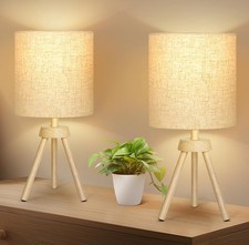 Wooden Tripod Table Lamps Set