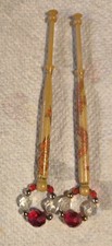 Exquisite Pair Of Hand Painted Golden Dragon Wood Lace Bobbins
