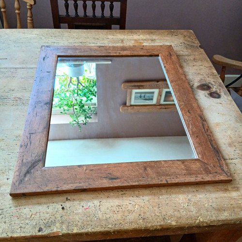 Rectangular brown wood framed - wood,