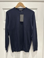 Zara Basics V Neck Fine Woven Jumper In Navy Size Small 19” Chest BNWT