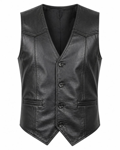 Men genuine leather vest - men's,