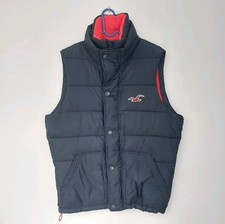 Hollister Mens Full Zipped Padded Gillet Bodywarmer Casual / Medium / Black Red 