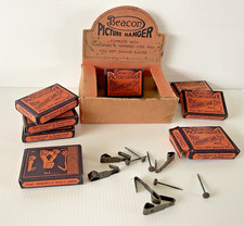 Original Vintage Hardware Full Box Beacon Picture Hanger & Steel Pins 1/3d box..