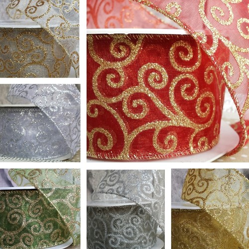 50mm wired glitter swirl - glitter,