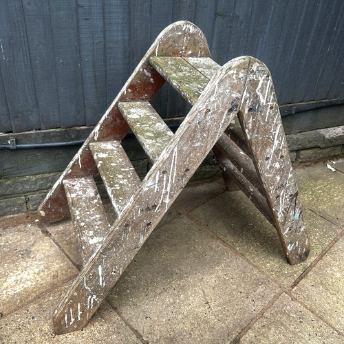 Vintage wooden folding step - folding,