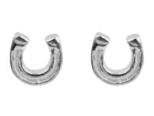New 925 Solid  Sterling Silver Lucky Horse Shoe   stud earrings