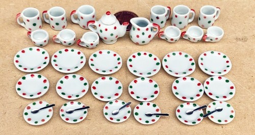 Dolls house tea set - dolls, spotted