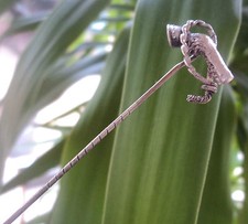 Vintage Silver Equestrian Stickpin / Stock Pin - Horse Hoof & Riding Crop 