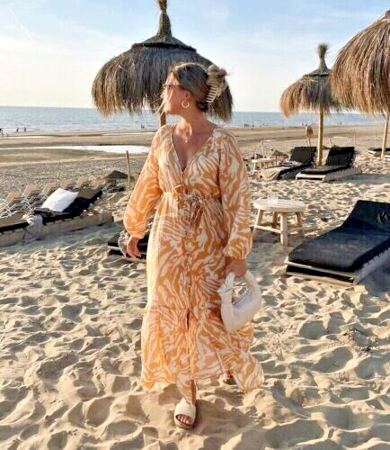 Orange balloon sleeve midi - orange,