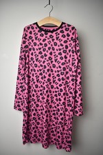 George Girls Pink Leopard Print Nightdress Age 10-11 Long Sleeve Pyjama