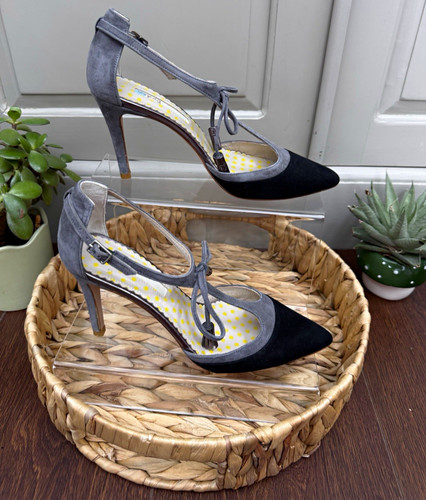 Boden suede bar heels black - boden, t-bar