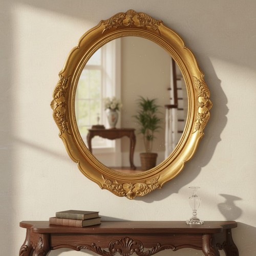 Vintage gold oval wall - gold,