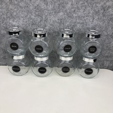 IKEA RAJTAN Jars 8 x Clear Glass Spice Herb Storage Jars With Silver Lids