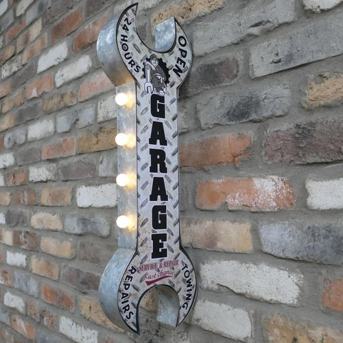 Garage light sign tin metal - up,