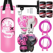 Punch Bag 3ft Filled Boxing Training Set with 6oz Sparring Gloves MMA Kickboxing