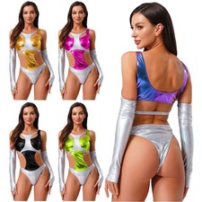 Womens Metallic Shiny Bodysuit