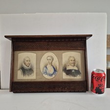 Unusual Antique Watercolour Portraits In A Mahogany Glazed Frame