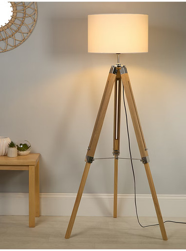 Light wood base floor lamp - wood,