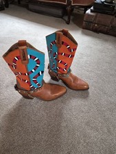 Wild colour Cowboy Boots Brown Leather  Size 9