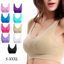 3 PACK Womens Ladies Sports Sleep Comfort Bras Full Cup Non-Wired Seamless Soft
