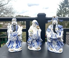 Vintage Chinese Porcelain Gods Figurines Fu Lu and Shou